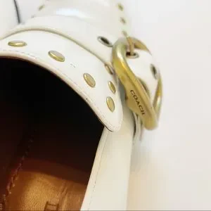 Coach Shoes Coach White Leather Alexa Studded Loafers 7 Poshmark